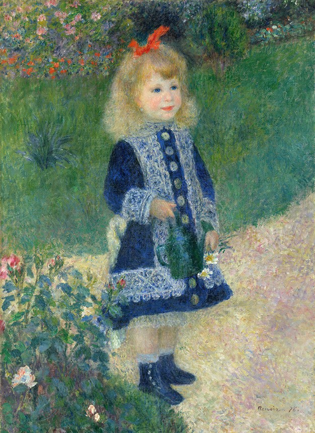 Foto 1 - Menina com Regador Retrato de Criança Jardim Flores  Pintura de Pierre Auguste Renoir em TELA