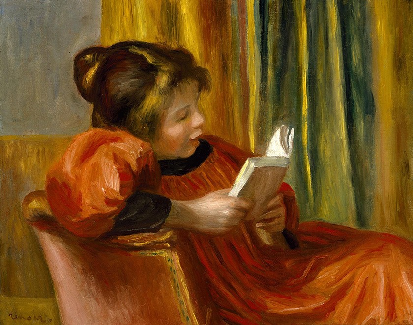 Foto 1 - Menina Lendo Livro Pintura de Pierre Auguste Renoir em TELA