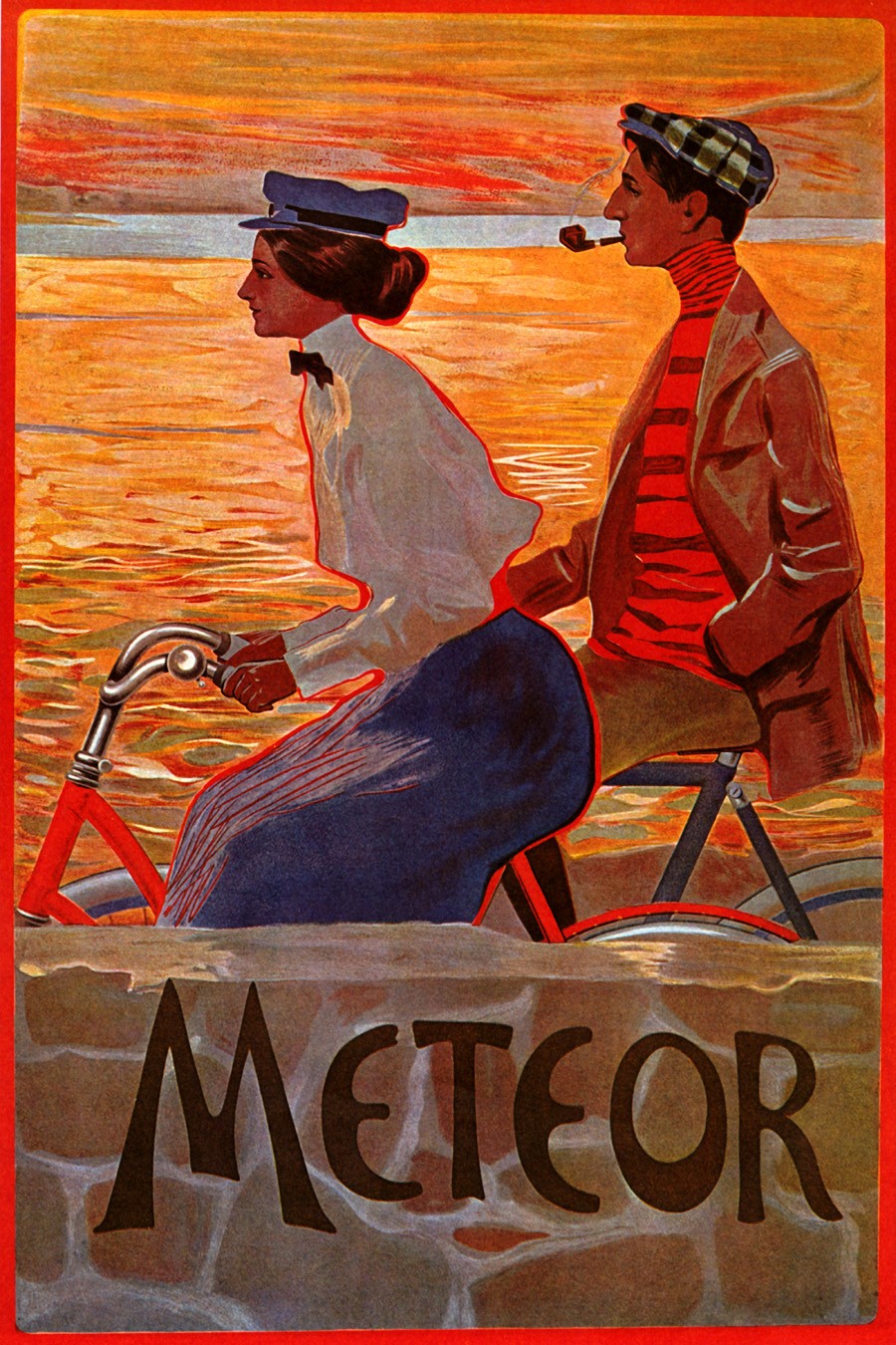 Foto 1 - Meteor Casal Andando de Bicicleta Vintage Cartaz Poster em Papel Matte