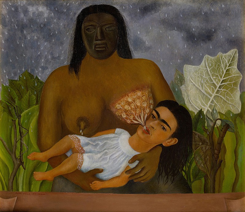 Foto 1 - Minha Enfermeira e Eu Frida Sendo Amamentada por sua Ama de Leite Indígena Pintura de Frida Kahlo em TELA 