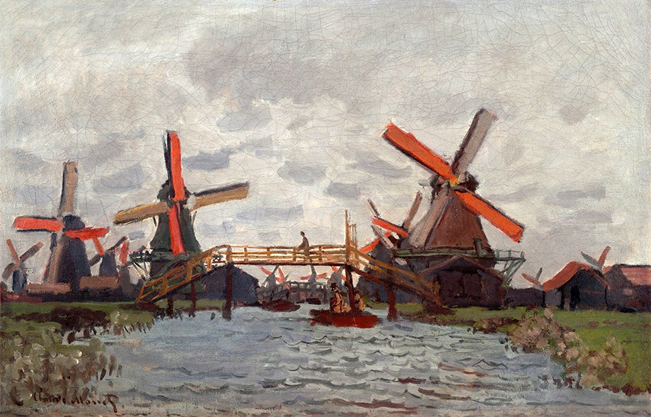 Foto 1 - Moinhos de Vento perto de Zaandam Holanda Pintura de Claude Monet em TELA