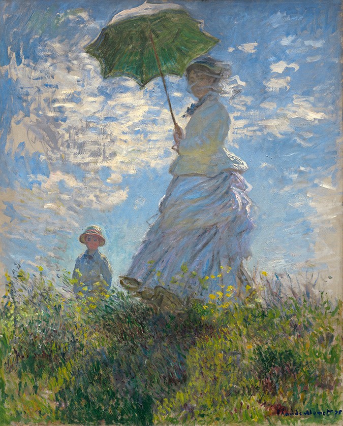 Foto 1 - Mulher com Sombrinha O Passeio Madame Monet e seu Filho Pintura de Claude Monet em TELA