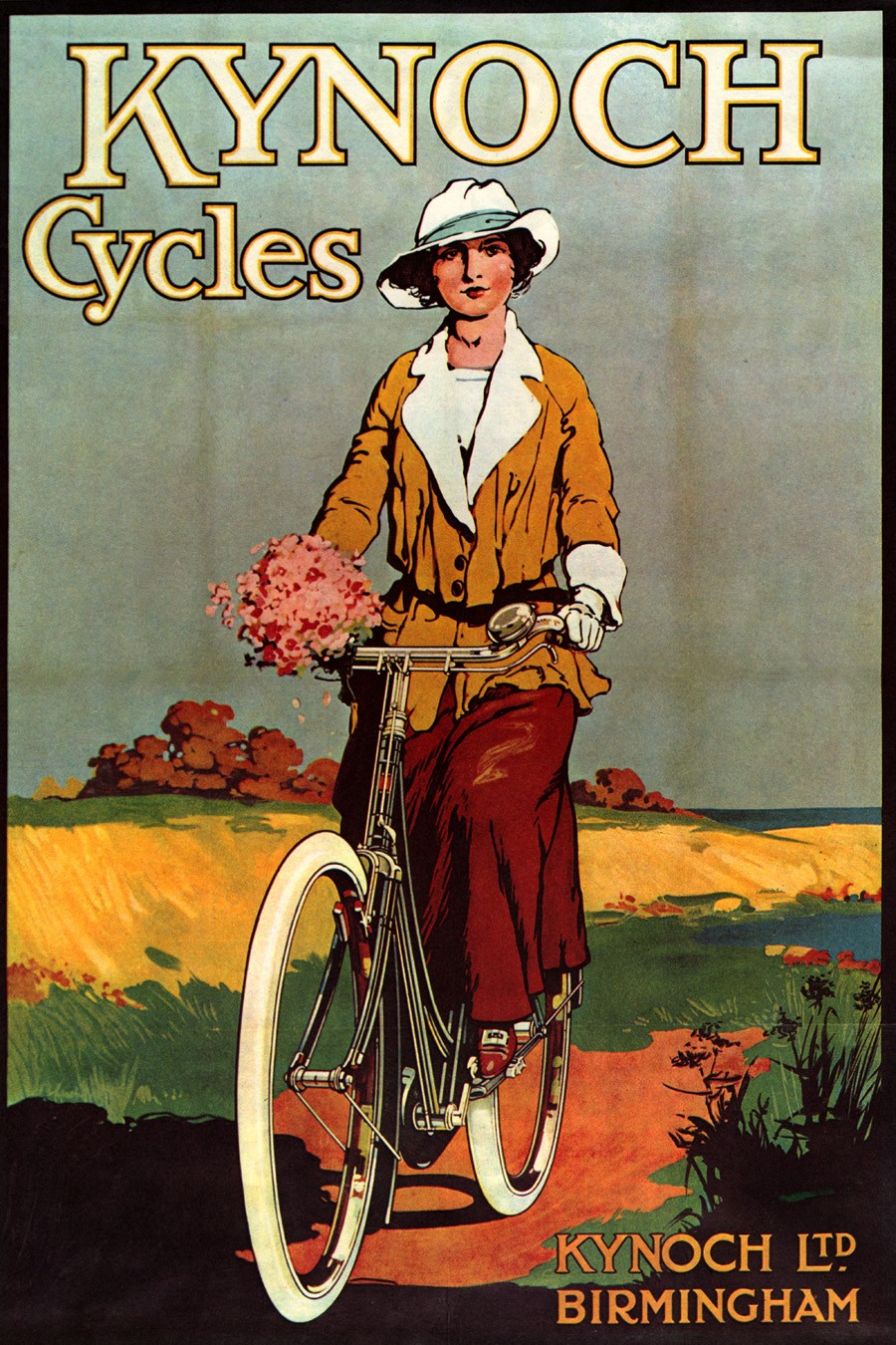 Foto 1 - Mulher Flores Kynoch Cycle Bicicleta Vintage Cartaz Poster em Papel Matte 