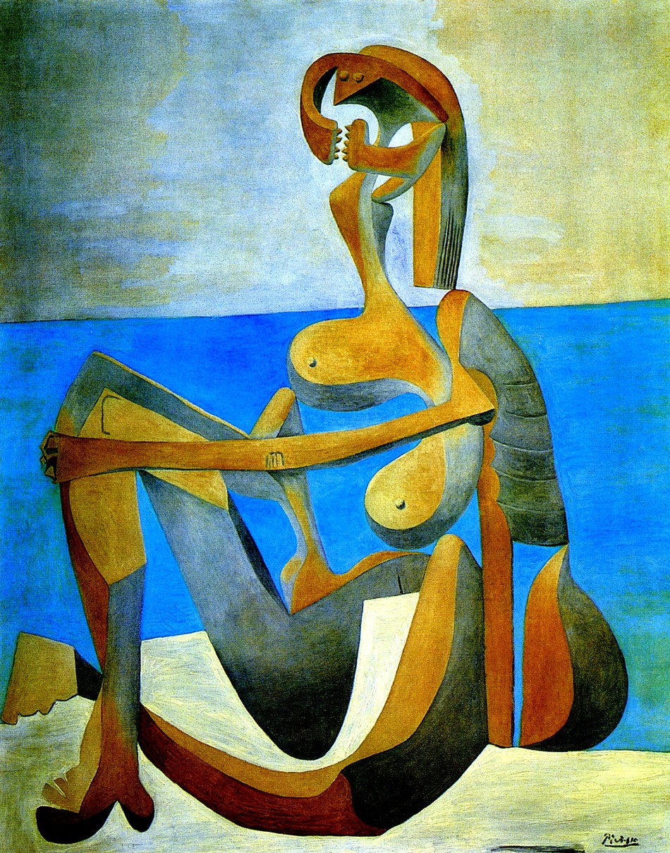 Foto 1 - Mulher na Praia Sentada Arte Moderna Pintura de Pablo Picasso em TELA