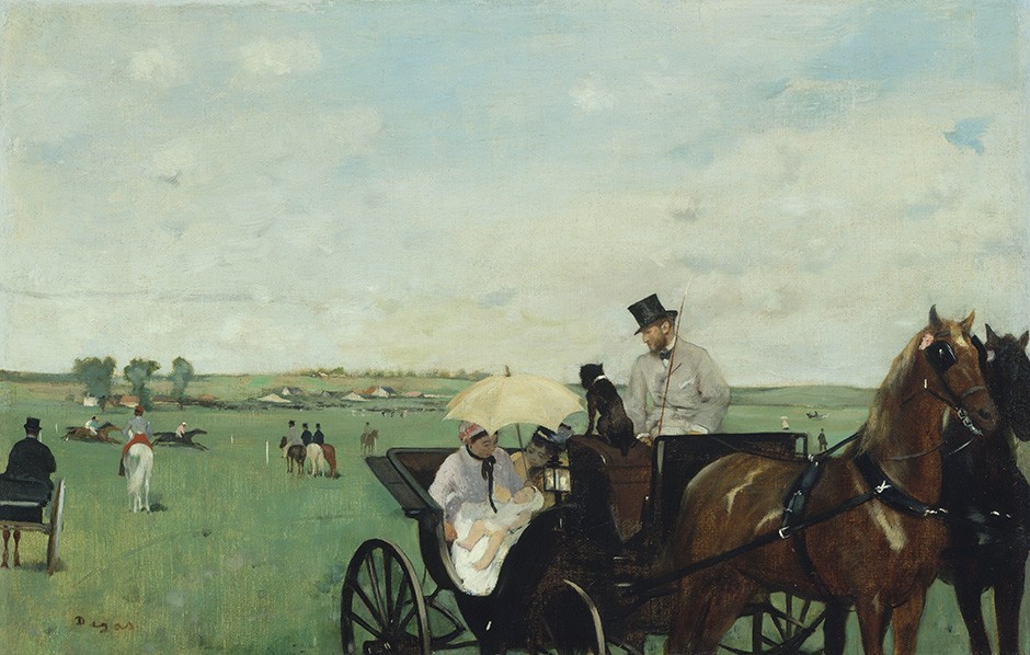 Foto 1 - Nas Corridas de Cavalos no Campo Retrato de Família 1872 Pintura de Edgar Degas em TELA