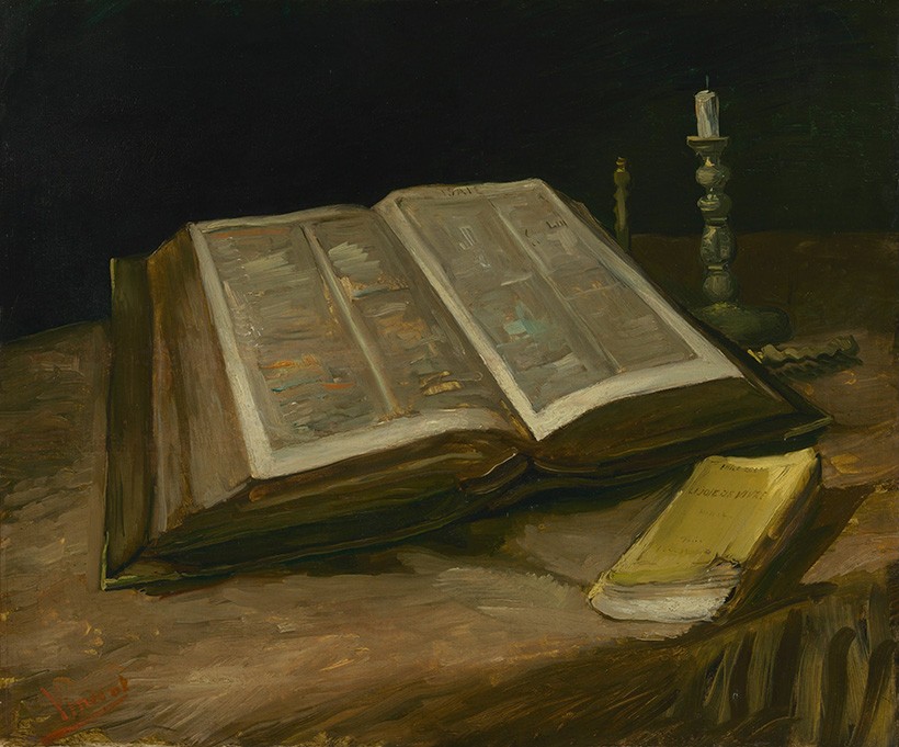 Foto 1 - Natureza-morta com Bíblia Aberta Pintura de Vincent van Gogh em TELA