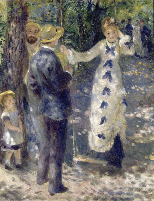 Foto 1 - O Balanço Passeio Familiar pelos Jardins de Paris Pintura de Pierre Auguste Renoir em TELA