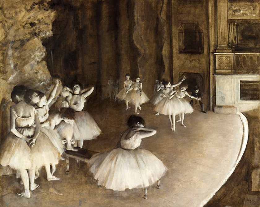 Foto 1 - O Ensaio de Balé no Palco Bailarinas Ballet Dança Pintura de Edgar Degas em TELA 