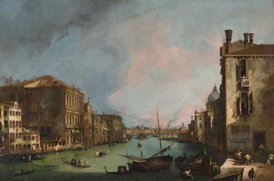 Foto 1 - O Grande Canal visto do Campo San Vio Veneza Itália Pintura de Canaletto em TELA 