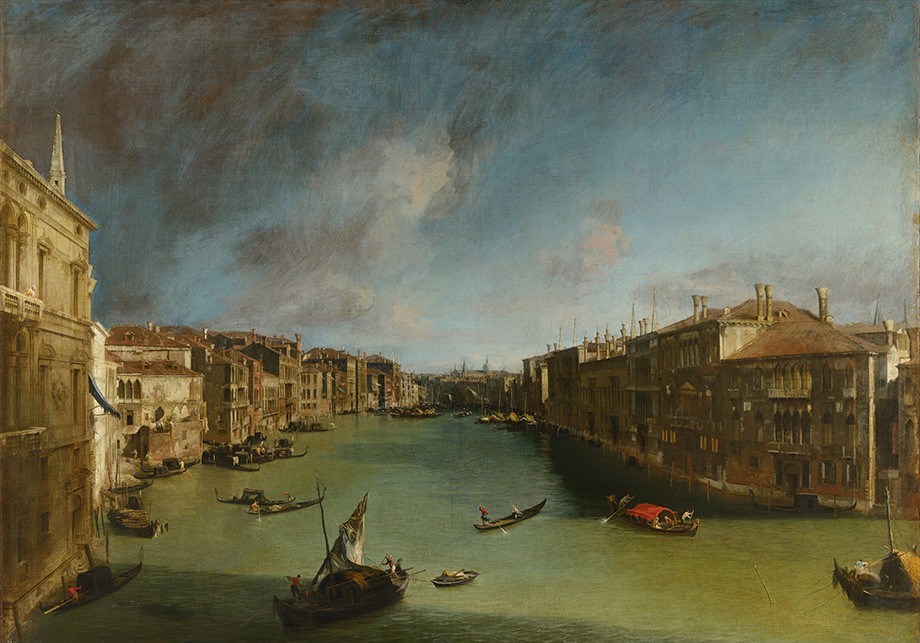 Foto 1 - O Grande Canal visto do Palazzo Balbi em direção a Ponte de Rialto Veneza Itália Pintura de Canaletto em TELA 