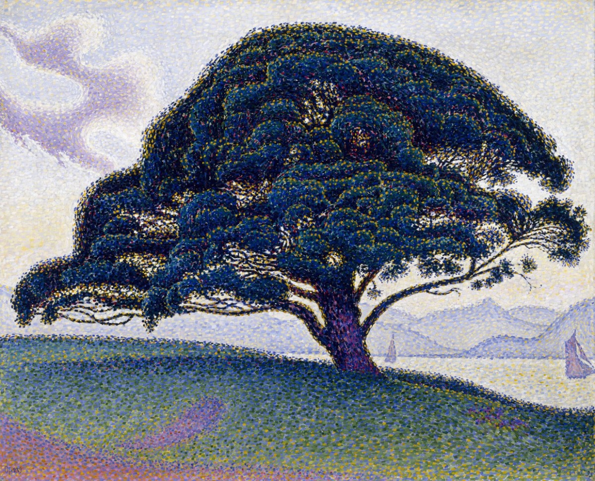 Foto 1 - O Pinheiro de Bonaventure Árvore Frondosa Paisagem Pontilhismo Pintura de Paul Signac em TELA 