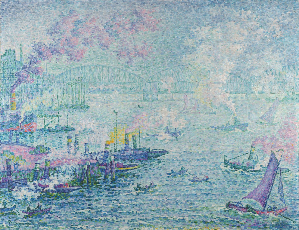 Foto 1 - O Porto de Roterdã Pontilhismo Pintura de Paul Signac em TELA 