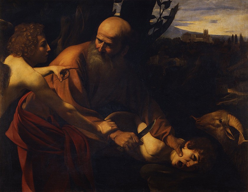 Foto 1 - Sacrificio de Isaac Pintura de Caravaggio em TELA