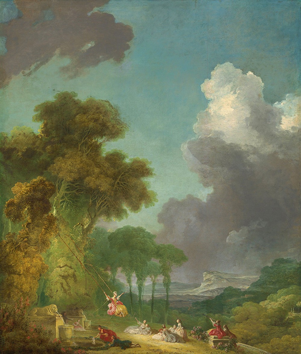Foto 1 - O Swing Balanço Pendurado em Árvore Jovens no Campo Paisagem 1775 Pintura de Jean-Honoré Fragonard em TELA 
