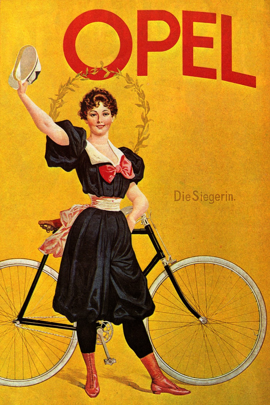 Foto 1 - Opel Garota Die Siegerin Bicicleta Vintage Cartaz Poster em Papel Matte