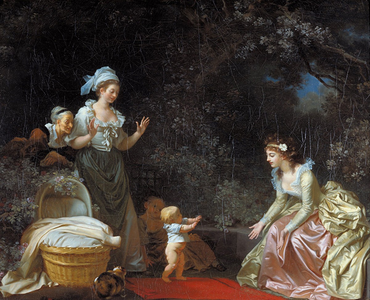 Foto 1 - Os Primeiros Passos Bebê Andando em Direção a Mãe Criança 1780 Pintura de Jean-Honoré Fragonard em TELA 
