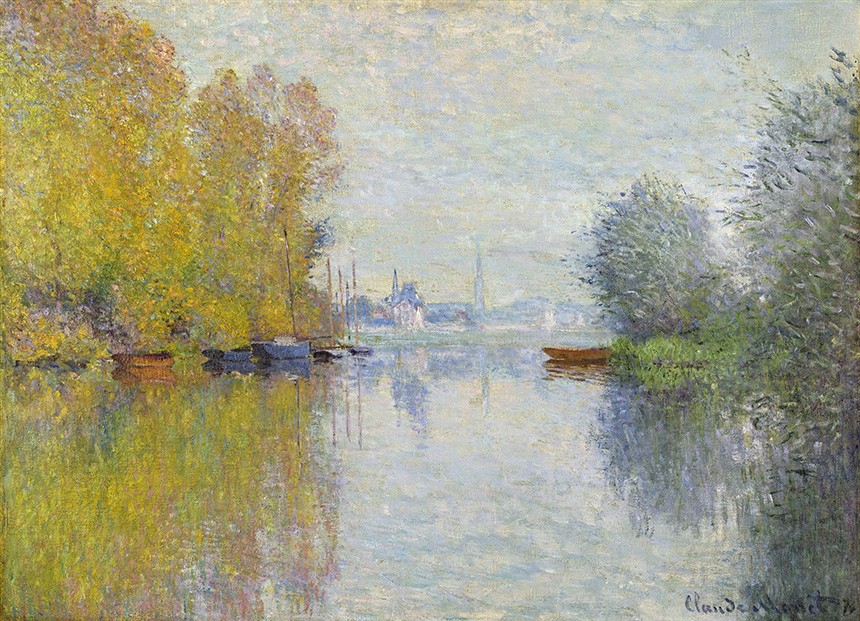 Foto 1 - Outono no Rio Sena em Argenteuil França Paisagem Pintura de Claude Monet em TELA