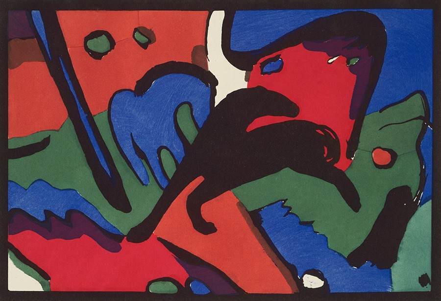 Foto 1 - Paisagem com Cavalo The Blue Rider Pintura de Wassily Kandinsky em TELA