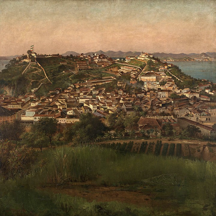 Foto 1 - Panorama do Rio de Janeiro Morro do Castelo Pintura de Victor Meirelles em Tela