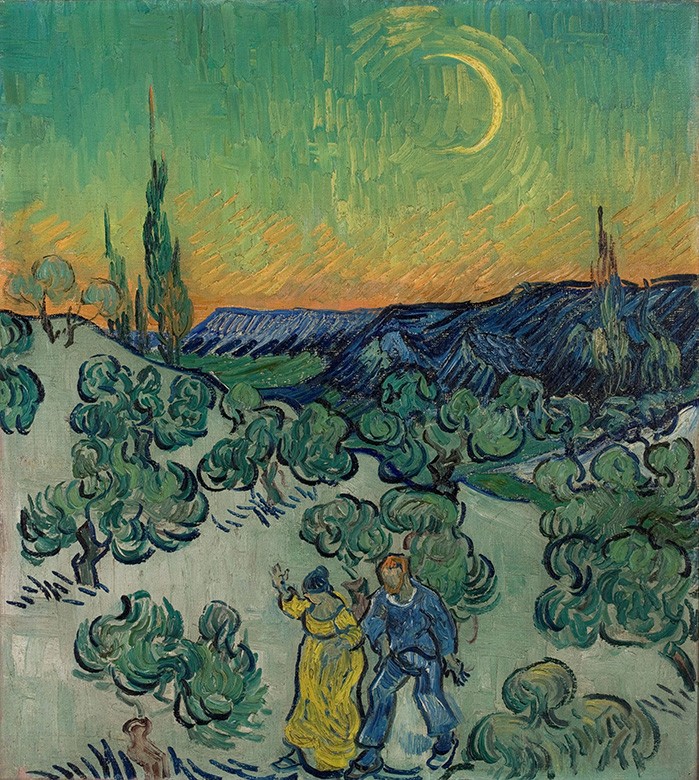 Foto 1 - Passeio ao Crepúsculo Casal Romance Pintura de Vincent van Gogh em TELA