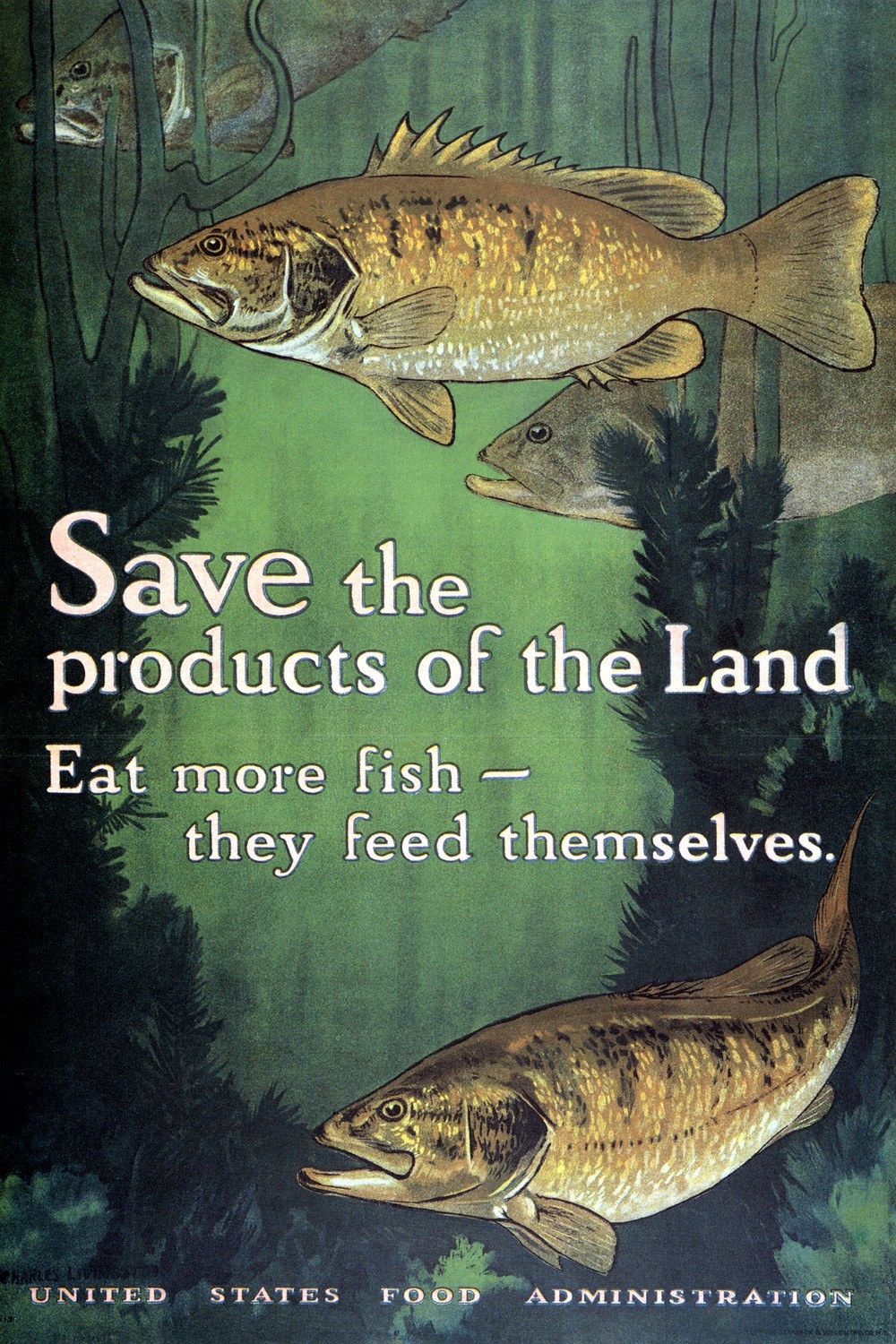 Foto 1 - Peixe Use Produtos da Terra Coma mais Peixe Vintage Cartaz Poster em Papel Matte 
