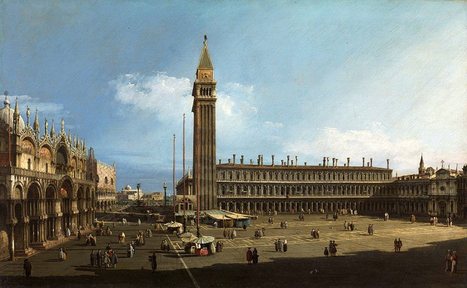 Foto 1 - Piazza San Marco Praça de São Marcos Veneza Itália Pintura de Canaletto em TELA 