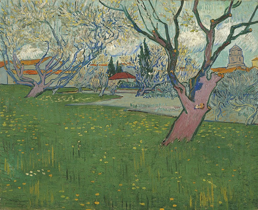 Foto 1 - Pomares em Flor Vista de Arles França Pintura de Vincent van Gogh em TELA