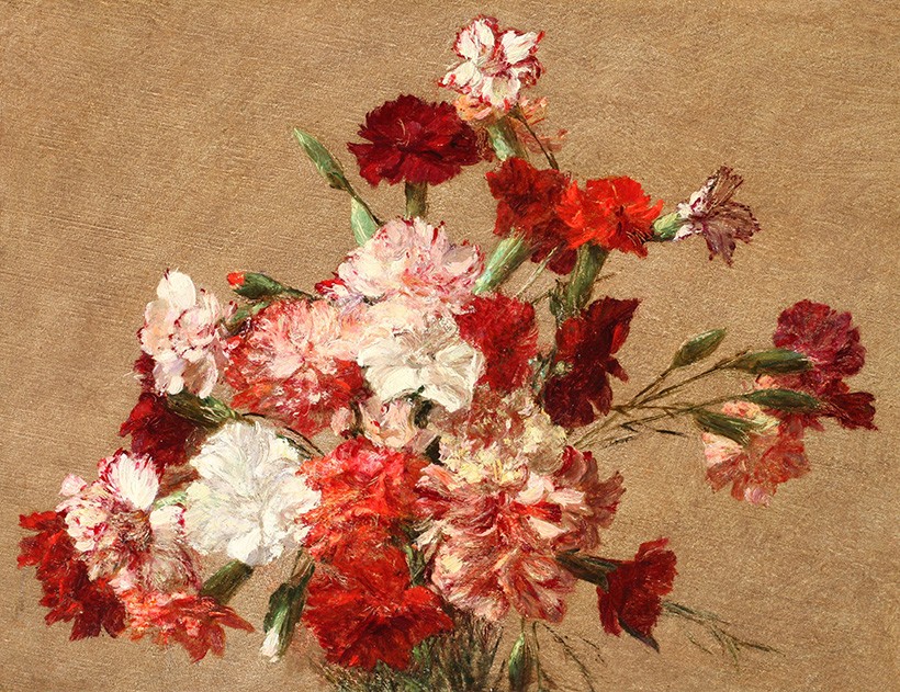 Foto 1 - Ramalhete de Cravos sem Vaso Flores Pintura de Henri Fantin-Latour em TELA 