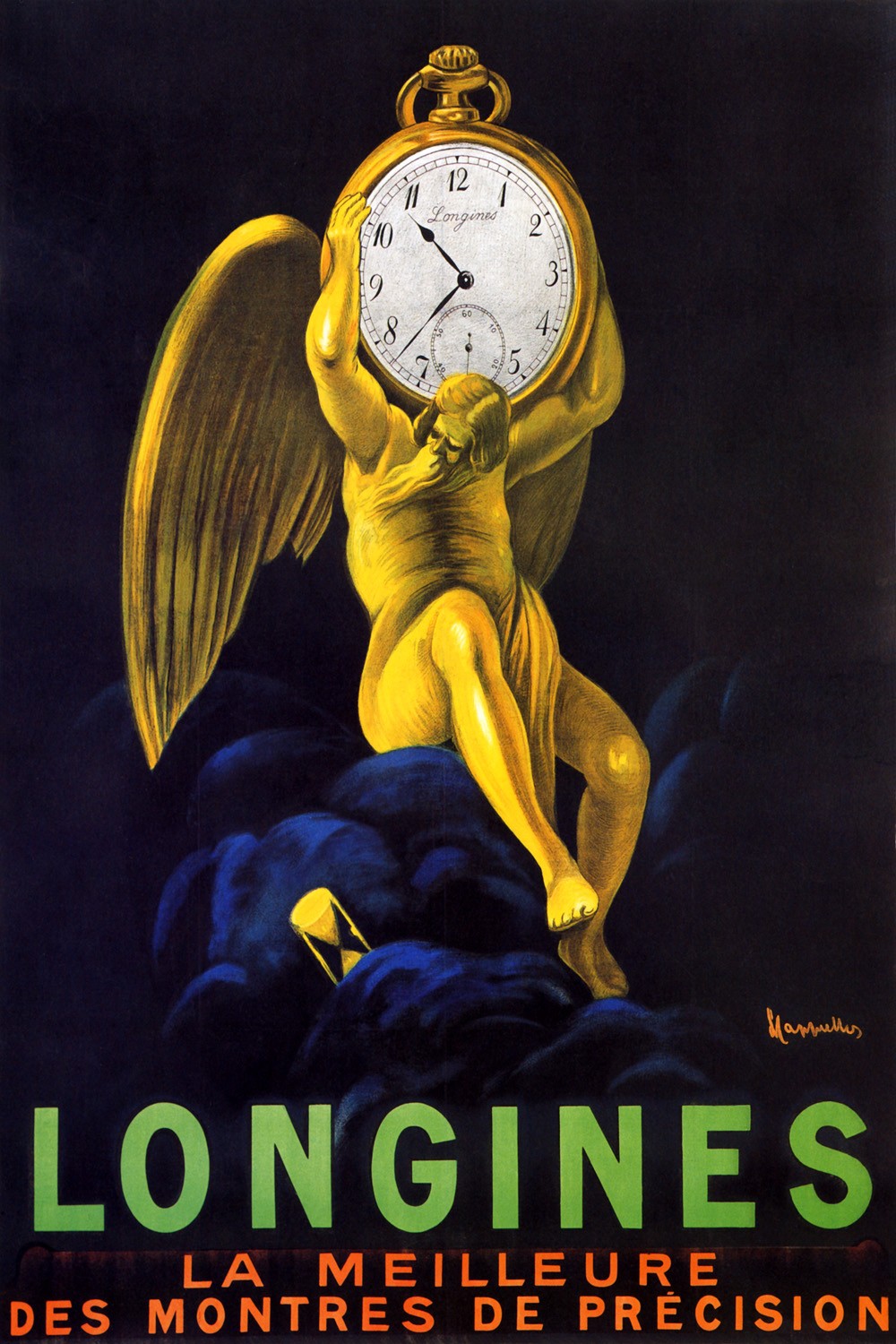 Foto 1 - Relogio Longines de Cappiello França Vintage Cartaz Poster em Papel Matte