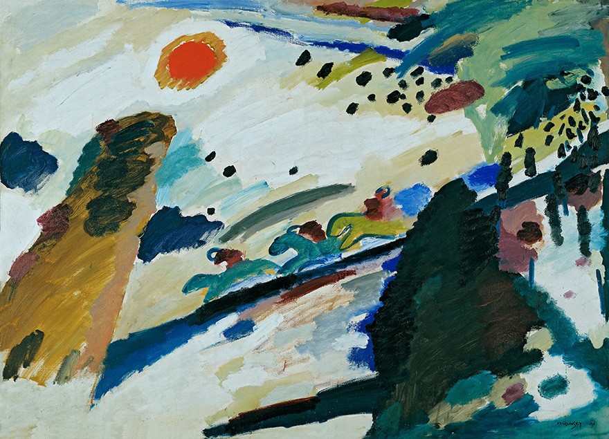 Foto 1 - Romantic Landscape Paisagem Romântica Pintura de Wassily Kandinsky em TELA