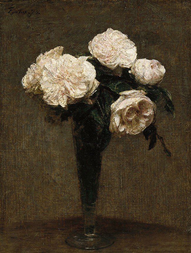 Foto 1 - Rosas em um Vaso Flores Pintura de Henri Fantin-Latour em TELA 