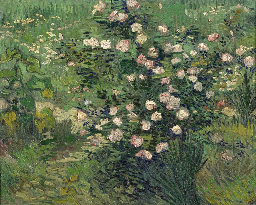 Foto 1 - Rosas Selvagens Flores Pintura de Vincent van Gogh em TELA