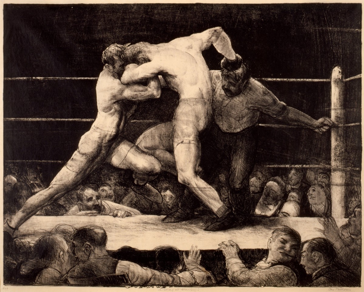 Foto 1 - Stag at Sharkey's Luta de Boxe Pugilistas no Ringue Juiz Esporte Pintura de George Bellows em TELA 