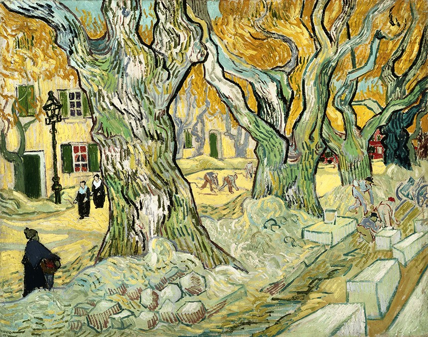 Foto 1 - The Road Menders Repavimentação de uma Rua França Pintura de Vincent van Gogh em TELA