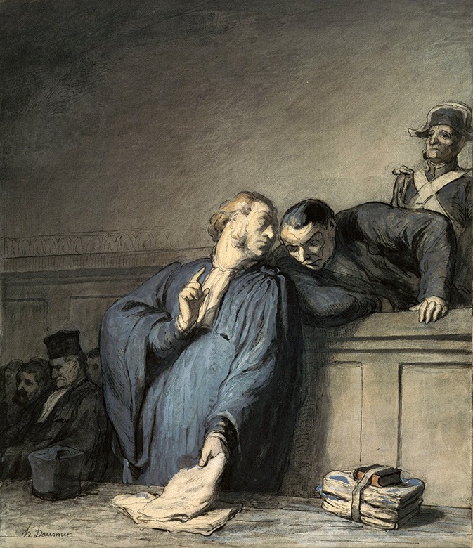 Foto 1 - Um Processo Criminal Sistema Judicial Advogados Tribunal Direito Advocacia Pintura de Honoré Daumier em TELA 