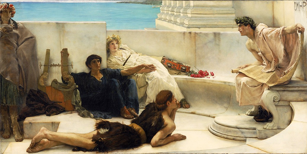 Foto 1 - Uma Leitura de Homero Poeta Grego Pintura de Lawrence Alma-Tadema em TELA