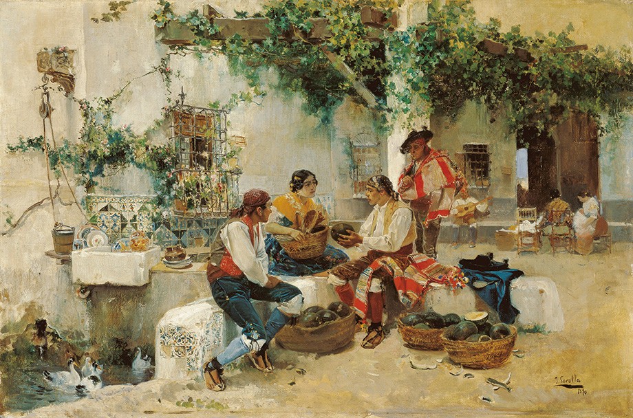 Foto 1 - Vendendo Melões Espanhóis Vida Cotidiana Fazenda de Valência Espanha Pintura de Joaquín Sorolla em TELA 