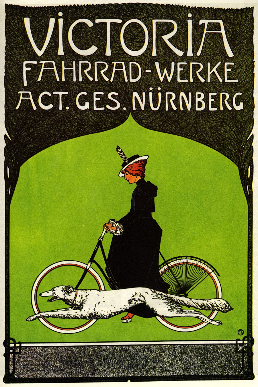 Foto 1 - Victoria Mulher Andando Bicicleta Cachorro Vintage Cartaz Poster em Papel Matte