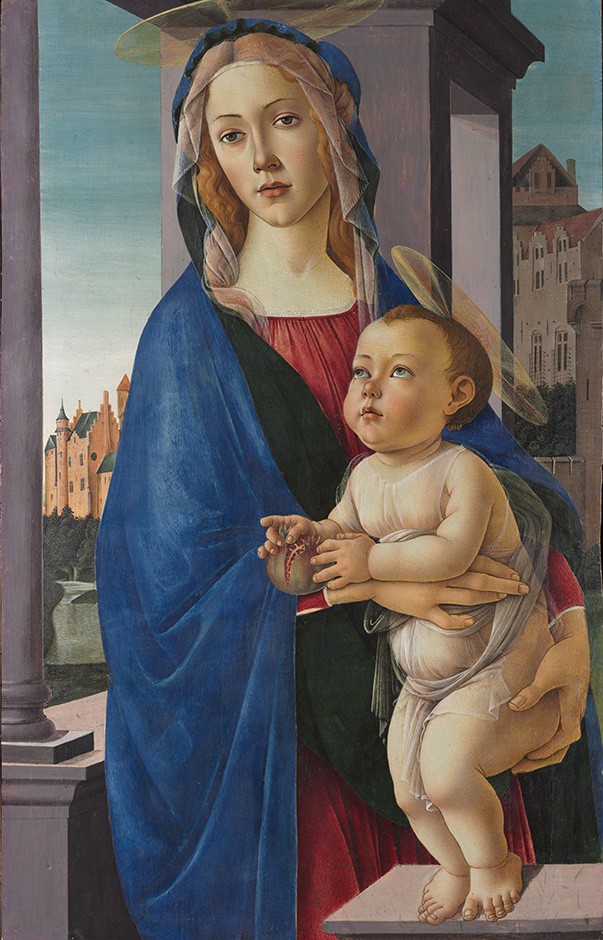 Foto 1 - Virgem Maria e o Menino Jesus Pintura de Sandro Botticelli em TELA 