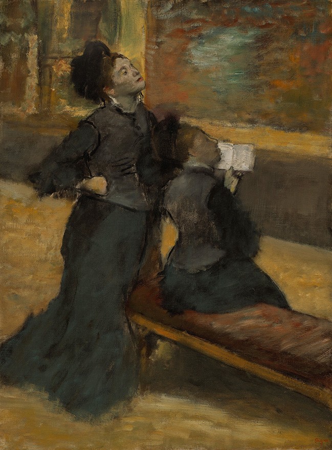 Foto 1 - Visita a um Museu Mulheres Olhando para Arte em Museus 1880 Pintura de Edgar Degas em TELA
