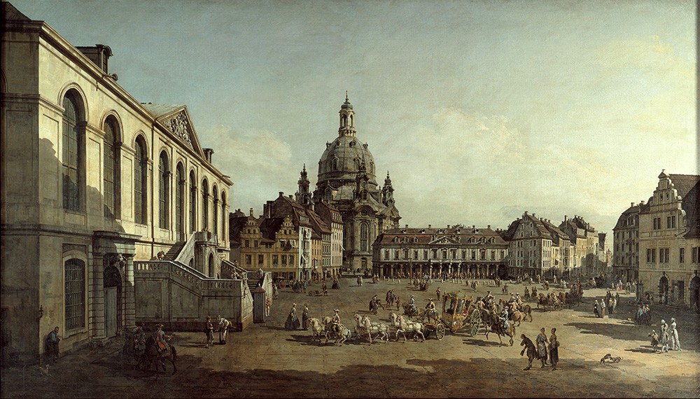 Foto 1 - Vista da Praça Neumarkt Dresden Alemanha Pintura de Canaletto em TELA 