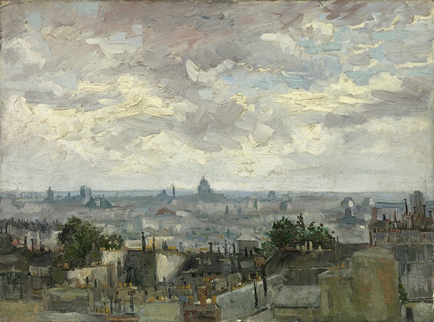 Foto 1 - Vista de Paris 1886 França Pintura de Vincent van Gogh em TELA