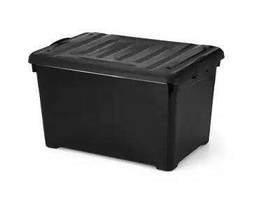 Foto 1 - Caixa Organizadora 65L com Tampa Preto Injeplastec